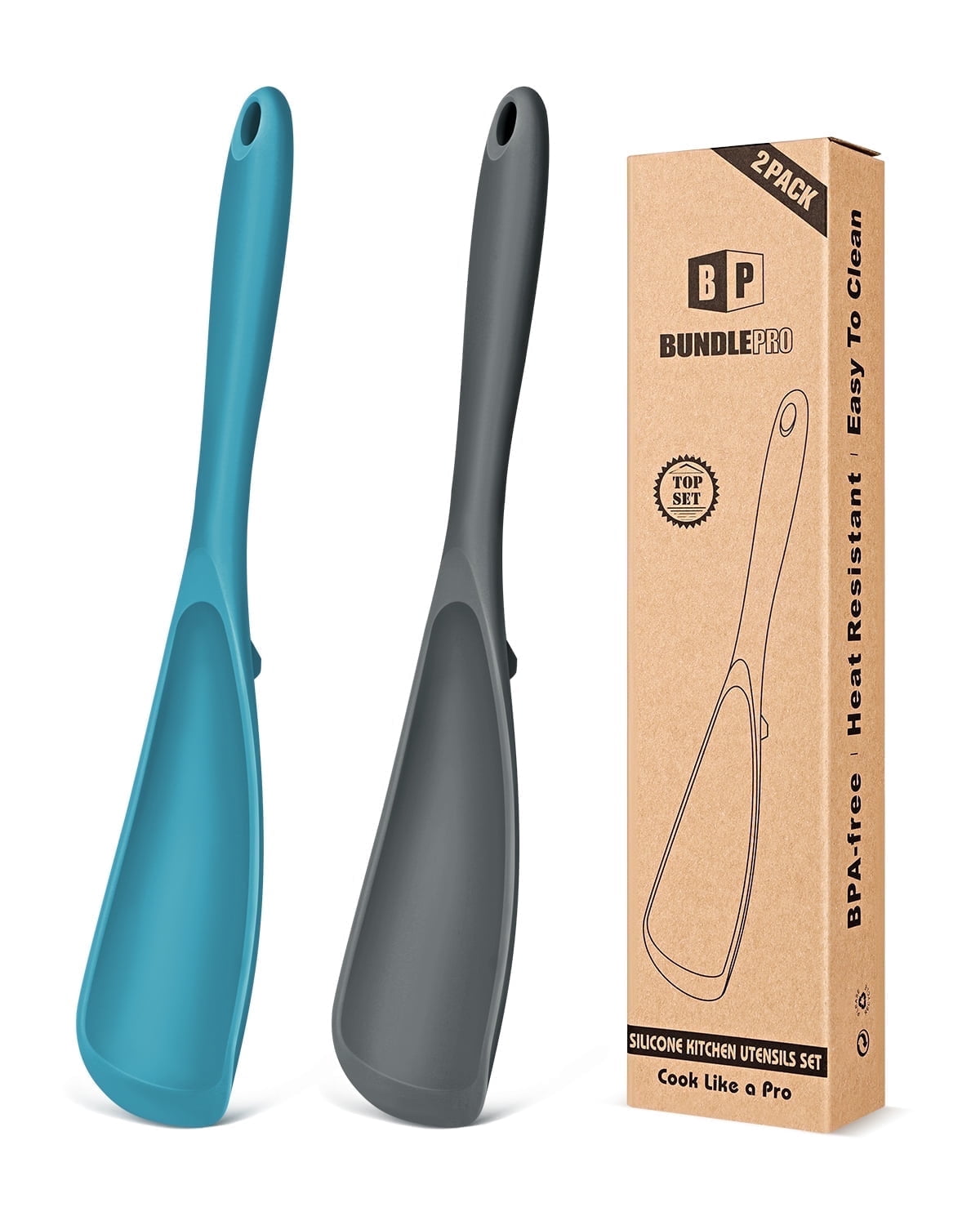Bundlepro 2 Pack Silicone Cooking Spoons with Bulge, Multifunction ...
