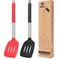 thumbnail image 1 of Bundlepro 2 Pack Silicone Slotted Spatula Set, Non Stick Home Kitchen Turner Set, Black + Red, 1 of 6