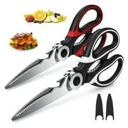Bundlepro 2 Pack Stainless Steel Kitchen Shears Scissors Set for Meat Poultry Fish Nuts Vegetables