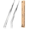 thumbnail image 1 of Bundlepro 2 Pack 12'' Stainless Steel Kitchen Fine Food Tweezers Tongs for Feeding Planting,Silver, 1 of 6