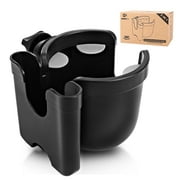 Bundlepro 2-in-1 Wheelchair Cup Holder with Phone Rack for Stroller of Reversible 1 Car Seat,Black