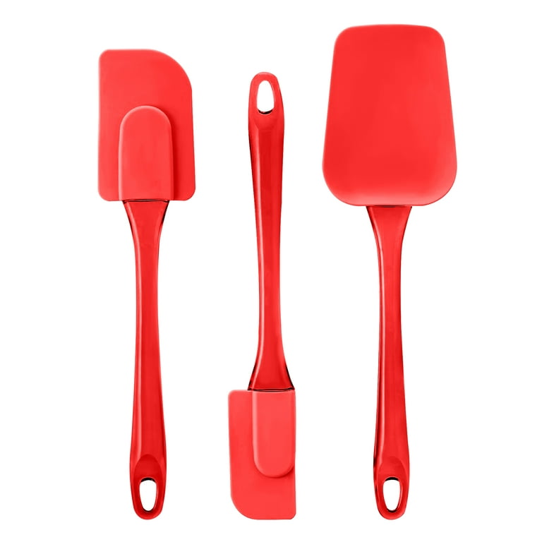 Bundlepro 3 Pack Small Silicone Spatula Set,Non-Stick Flexible Rubber  Spatulas for Cooking, Red