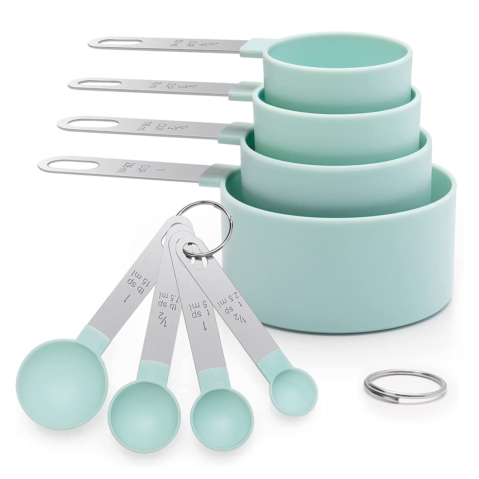 Ingeniuso 8-Piece Collapsible Measuring Cups and Measuring Spoons, Portable  Food Grade Silicone Measurement Cup Set For Measuring Dry Rations And  Liquids - Blue 