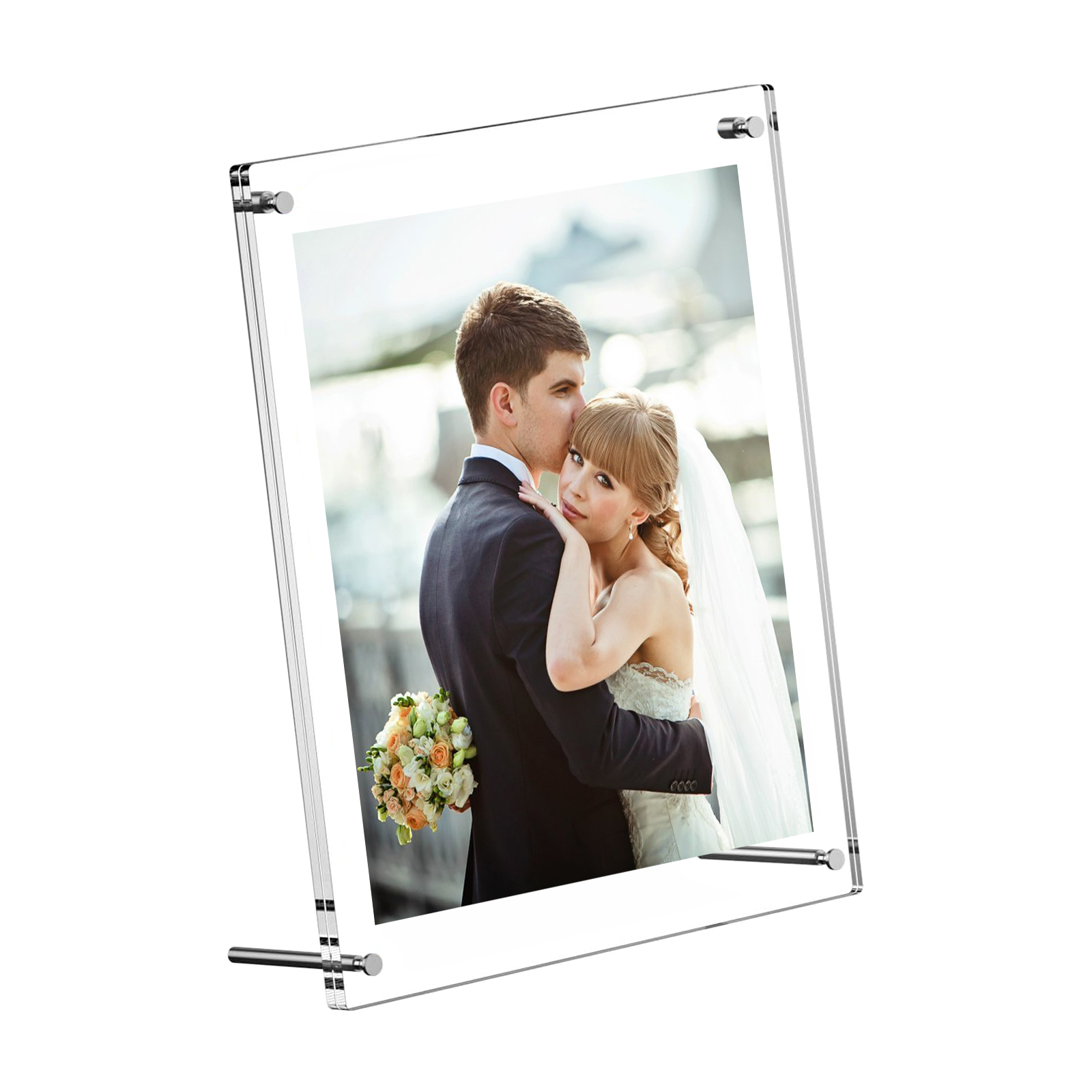 Lightahead Square Floating Disc Photo Frame with rotation Revolving Spinning photo frame