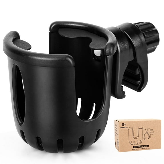 Bundlepro Baby Stroller Wheelchair Drink Cup Holder,4.3" Height,6.7" Length,0.35 lbs Weight,Black