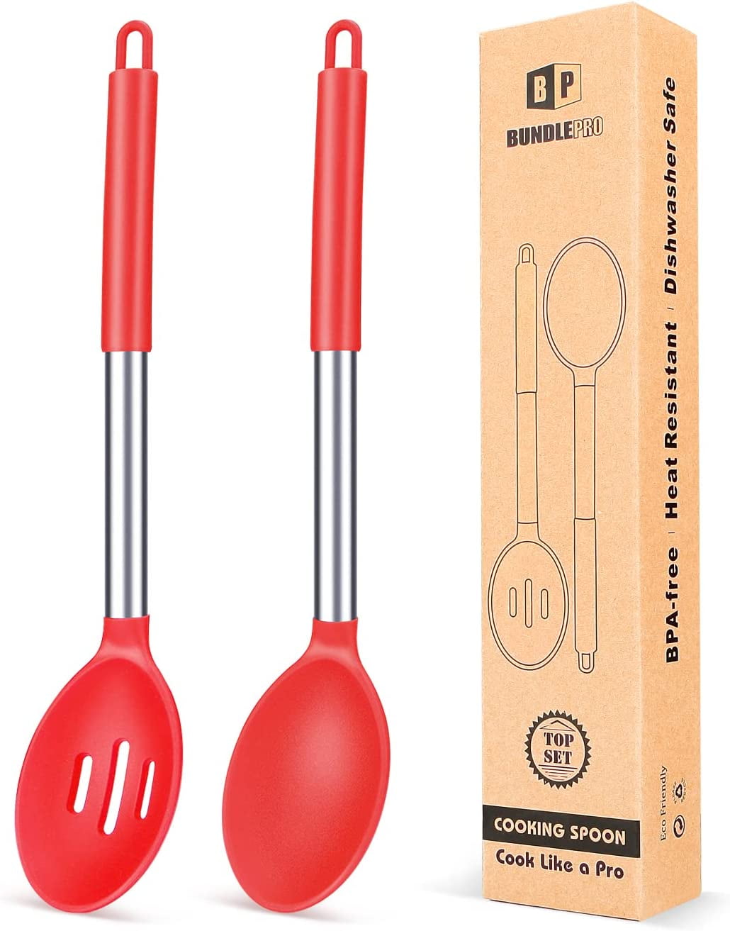 Pack of 2 Large Silicone Cooking Spoons — BundleP