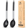 thumbnail image 1 of Bundlepro Pack of 2 Silicone Cooking Spoons,Non-Stick Basting Slot and Solid Kitchen Utensils,Black, 1 of 6