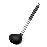 Bundlepro Silicone Large Deep Ladle Spoon for Soup, Non-Stick Kitchen Utensils for Scooping, Black