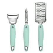Bundlepro Stainless Steel Grater and Metal Y & I Shaped Peelers Set,Length 9.7",Height 1.4",Green