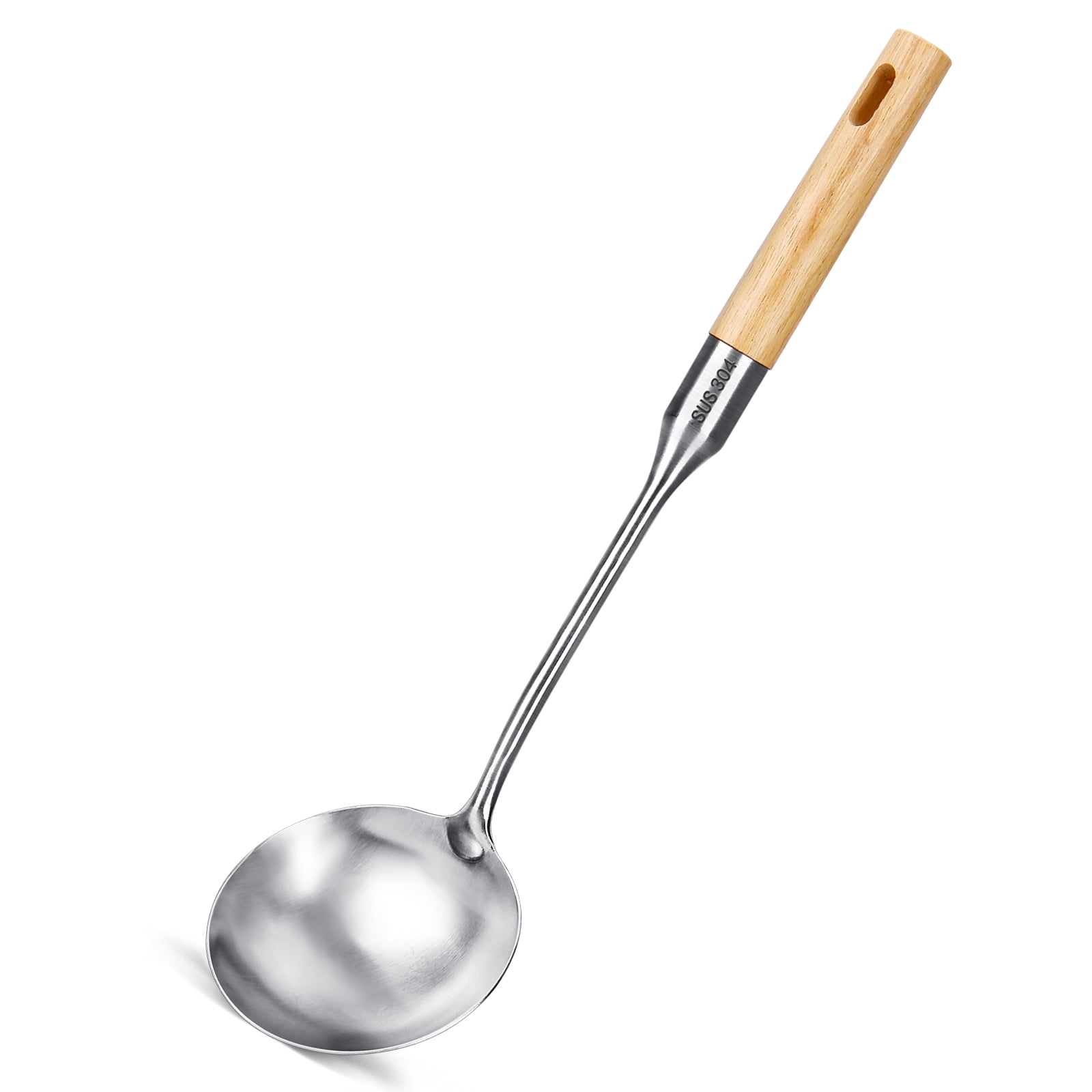 Bundlepro Stainless Steel Soup Ladle Spoon Server, Wood Handle Metal