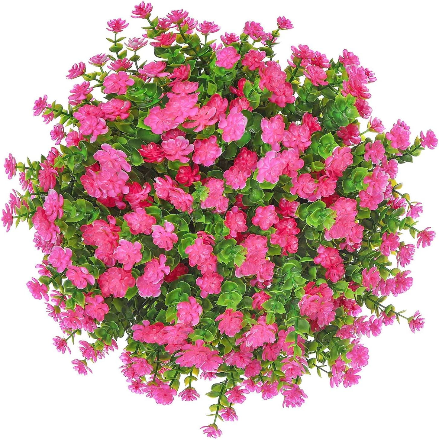 Bundles Artificial Flowers Fake Outdoor Plants Decoration,spring summer Plants UV Resistant Faux Outdoor Plastic Greenery Shrubs Artificial Flowers Hanging Patio Planter Home Garden Decor (Rose Red)