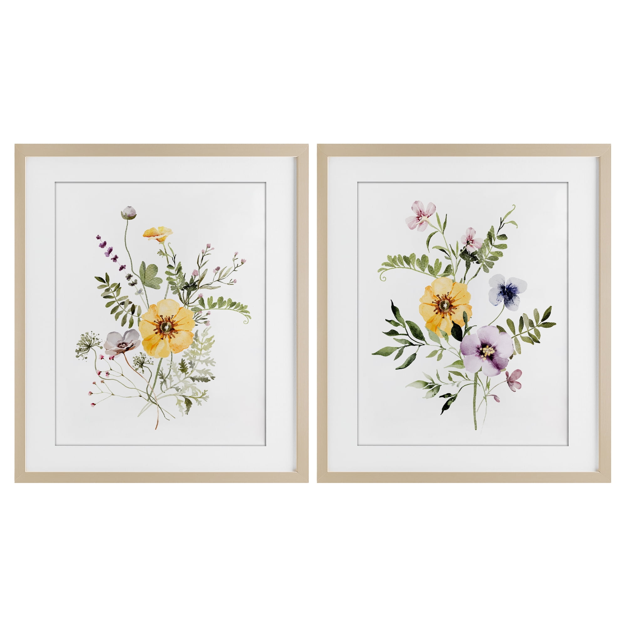 Bundles of Gardening Herbs 2 Piece Birch Framed Print Under Glass Set, design by Lettered and Lined