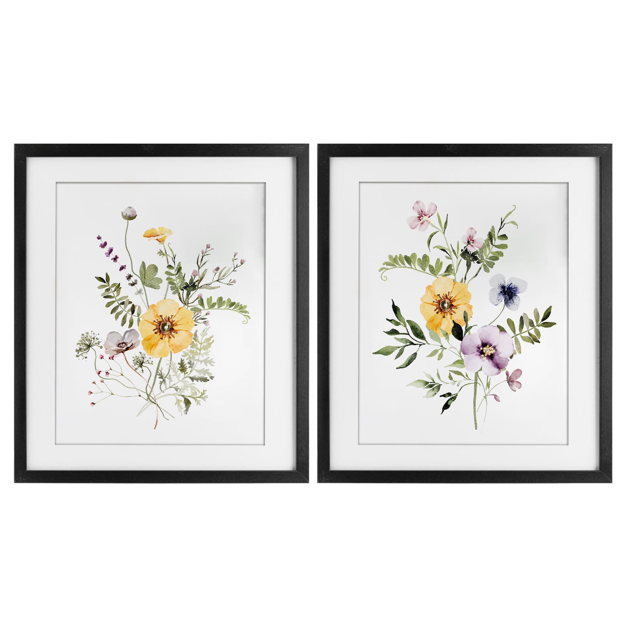 Bundles of Gardening Herbs 2 Piece Black Framed Print Under Glass Set, design by Lettered and Lined