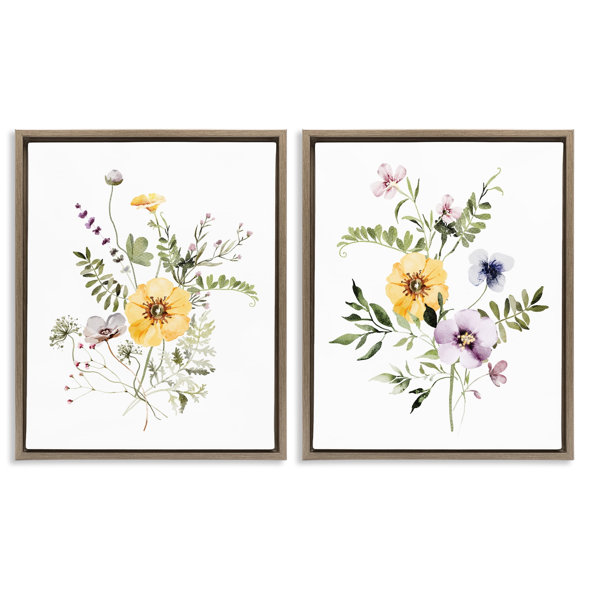 Bundles of Gardening Herbs 2 Piece Brown Framed Floater Canvas Set, design by Lettered and Lined