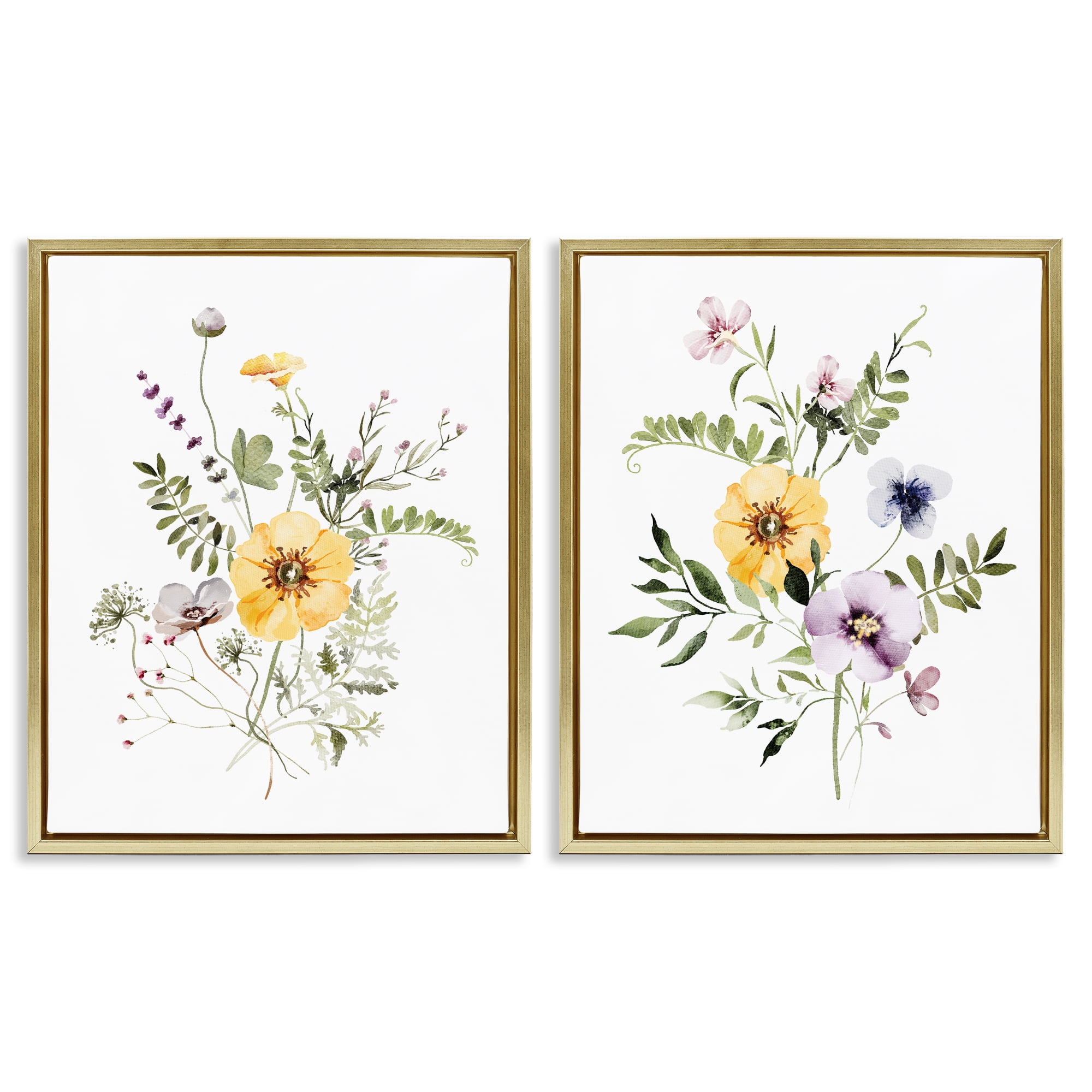 Bundles of Gardening Herbs 2 Piece Gold Framed Floater Canvas Set, design by Lettered and Lined