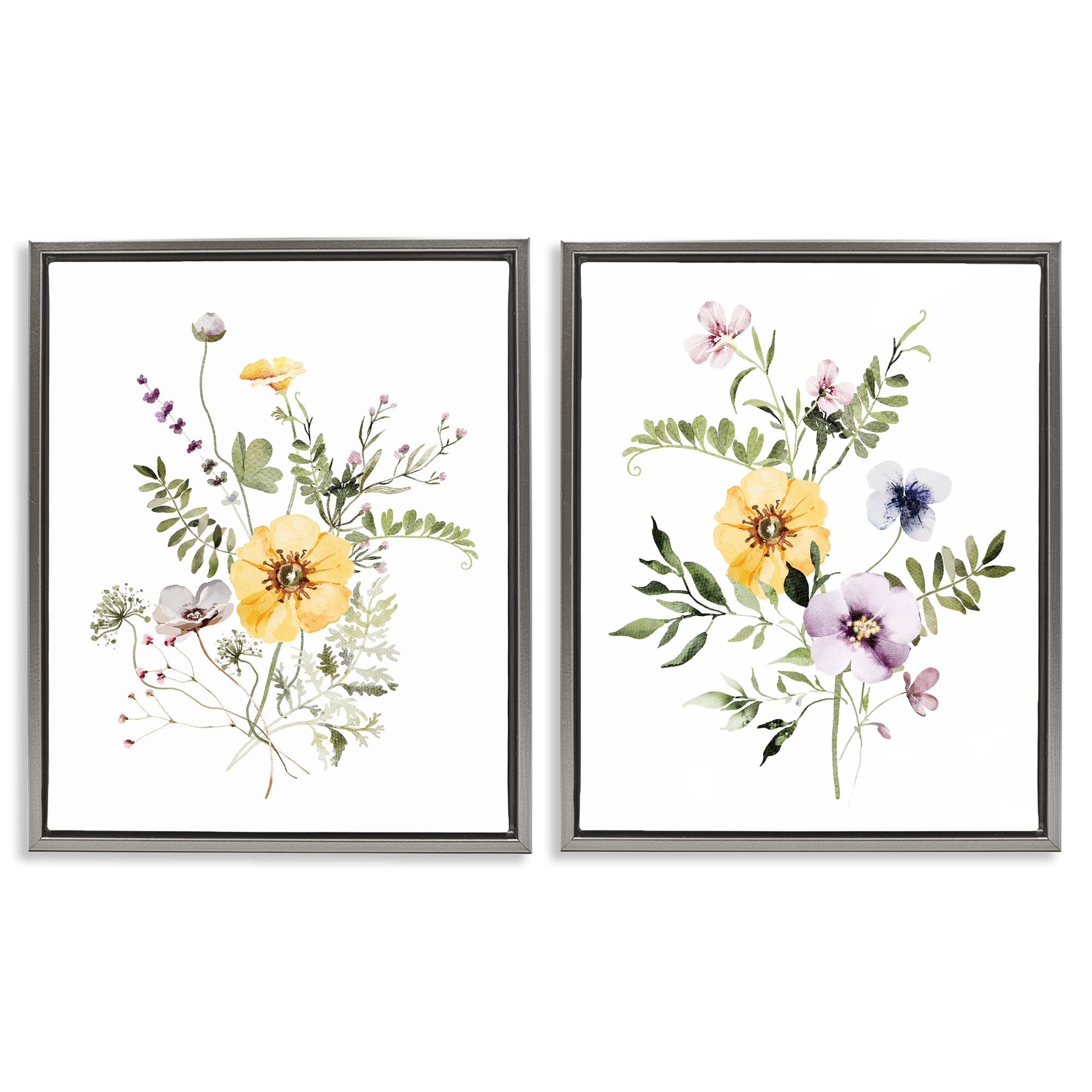 Bundles of Gardening Herbs 2 Piece Gray Framed Floater Canvas Set, design by Lettered and Lined