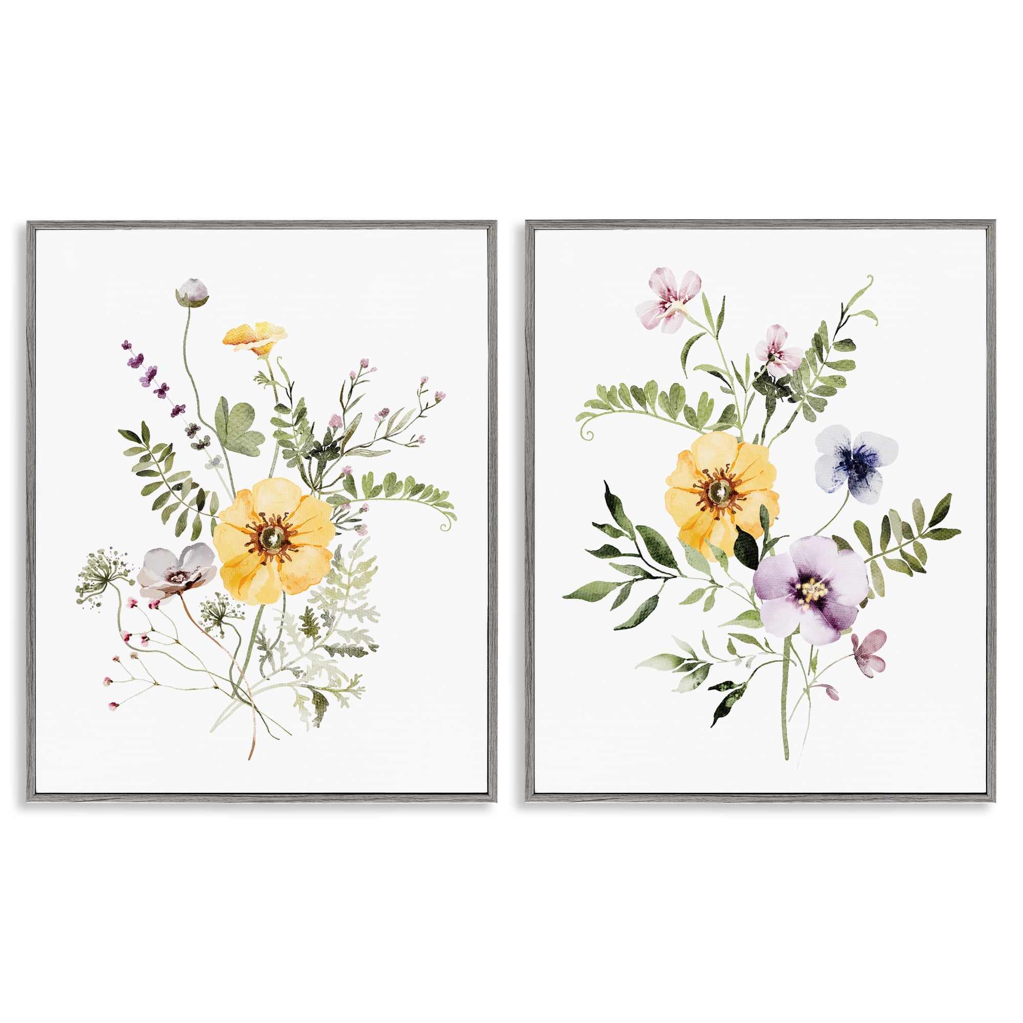 Bundles of Gardening Herbs 2 Piece Gray Framed Giclee Art Set, design by Lettered and Lined