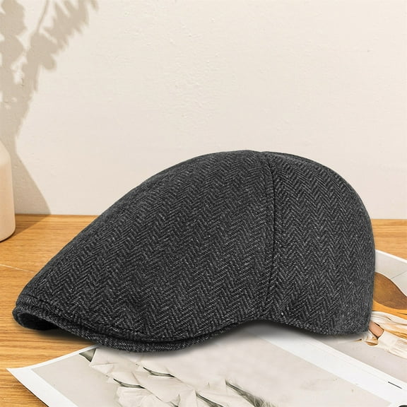 Bunenne Newsboy Cap for Men Irish Hat Scally Cap for Men Newsboy Cap Irish Hat for Men Flat Driving Cap Washable English Style Advanced Painter Hat Daily Hat Beret Hats Baseball Cap Black One Size