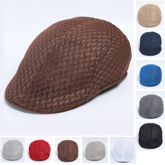 Bunenne Newsboy Cap for Men Irish Hat Scally Cap for Men Women Soft Net Retro Hats Casul Breathable Winter Warm Comfort Beret Hats Baseball Cap C One Size