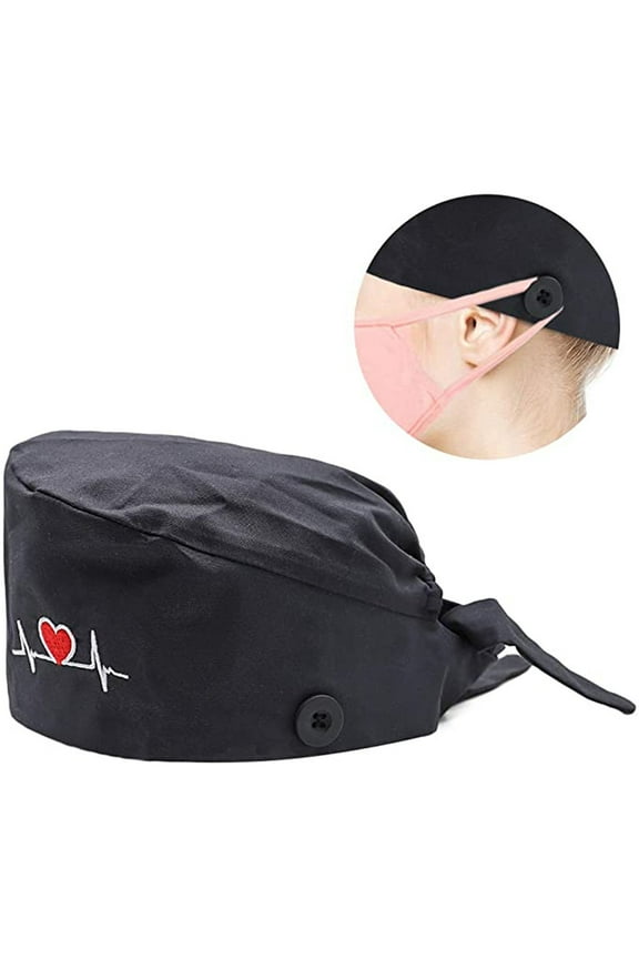 Nurse Hats Scrub Caps Surgical Caps for Women Fashion Printed Work Hat Casual Unisex Scrub Cap Nursing Hats for Women Nurse Caps for Women Black One Size