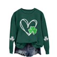 thumbnail image 1 of Bunenne St Patrick Day Sweatshirts Shamrock Sweatshirt St. Day Round Neck Long Sleeved Casual Holiday Printed Hooded Sweatshirt Crew Sweatshirt for Women Army Green 1 L, 1 of 4