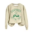 thumbnail image 1 of Bunenne St Patrick Day Sweatshirts Shamrock Sweatshirt Women's in the Pub Getting Green Irish Pub Art Print Pattern Casual Sweatshirt Print Top Crew Sweatshirt for Women Beige1 L, 1 of 4