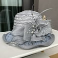 thumbnail image 1 of Bunenne Sun Hats for Women Beach Hats for Women Derby Hats for Women Church Dress Hat Fascinators Bridal Tea Wedding Hat Wide Brim Fedora Hats for Women Kentucky Derby Hats for Women Gray A, 1 of 4