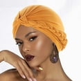 thumbnail image 1 of Bunenne Turbans for Women Head Wraps for Women Head Scarf Head Hat Cap Ethnic Cover Wrap Turban Ladies Multicolor Side Braid Hijab Hat Solid Color Baotou Muslim Hat Sleeping Cap A One Size, 1 of 4