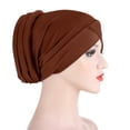 thumbnail image 1 of Bunenne Turbans for Women Head Wraps for Women Head Scarf Stretch Muslim Wrap Turban Hat Head Women Loss Hair Scarf Cap Baseball Caps Sleeping Cap Head Bands for Women's Hair Coffee One Size, 1 of 4