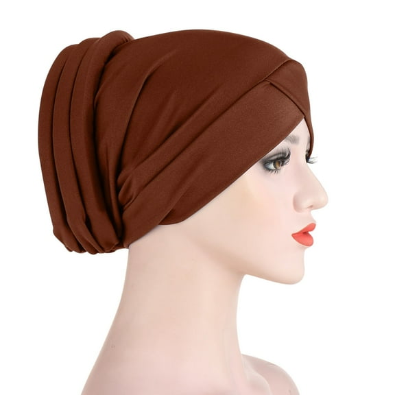 Bunenne Turbans for Women Head Wraps for Women Head Scarf Stretch Muslim Wrap Turban Hat Head Women Loss Hair Scarf Cap Baseball Caps Sleeping Cap Head Bands for Women's Hair Coffee One Size