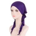 thumbnail image 1 of Bunenne Turbans for Women Head Wraps for Women Head Scarf Womens Casual Solid Head Hat Cap Headwear Muslim Turban Cap Headwear Head Coverings for Women Hair Bonnet Purple One Size, 1 of 3