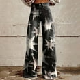 thumbnail image 1 of Bunenne Womens Jeans Wide Leg Jeans Woman Wide Leg Pants Floral Patterned Pants Lightweight Loose Fit Colorful Trouser Imitation Jeans for Women Trendy Dark Gray M, 1 of 4