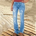 thumbnail image 1 of Bunenne Womens Straight Jeans Ripped Jeans Womens Stretchy Heart Printed Ripped Distressed Flare Jeans Denim Pants Ladies Casual Jeans Slim Fit Jeans for Women Womens Low Rise Jeans Light Blue M, 1 of 5