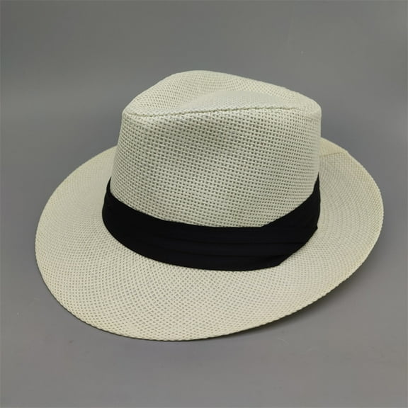Bunenne Womens Sun Hat Sun Hats for Women Mens Sun Hat Unisex Men Women Panama Wide Brim Hats Aldult Jazz Hat Top Hat Sun Hat Panama Hat Men Straw Hat Cowboy Hat Fedora Hats for Men Beige One Size