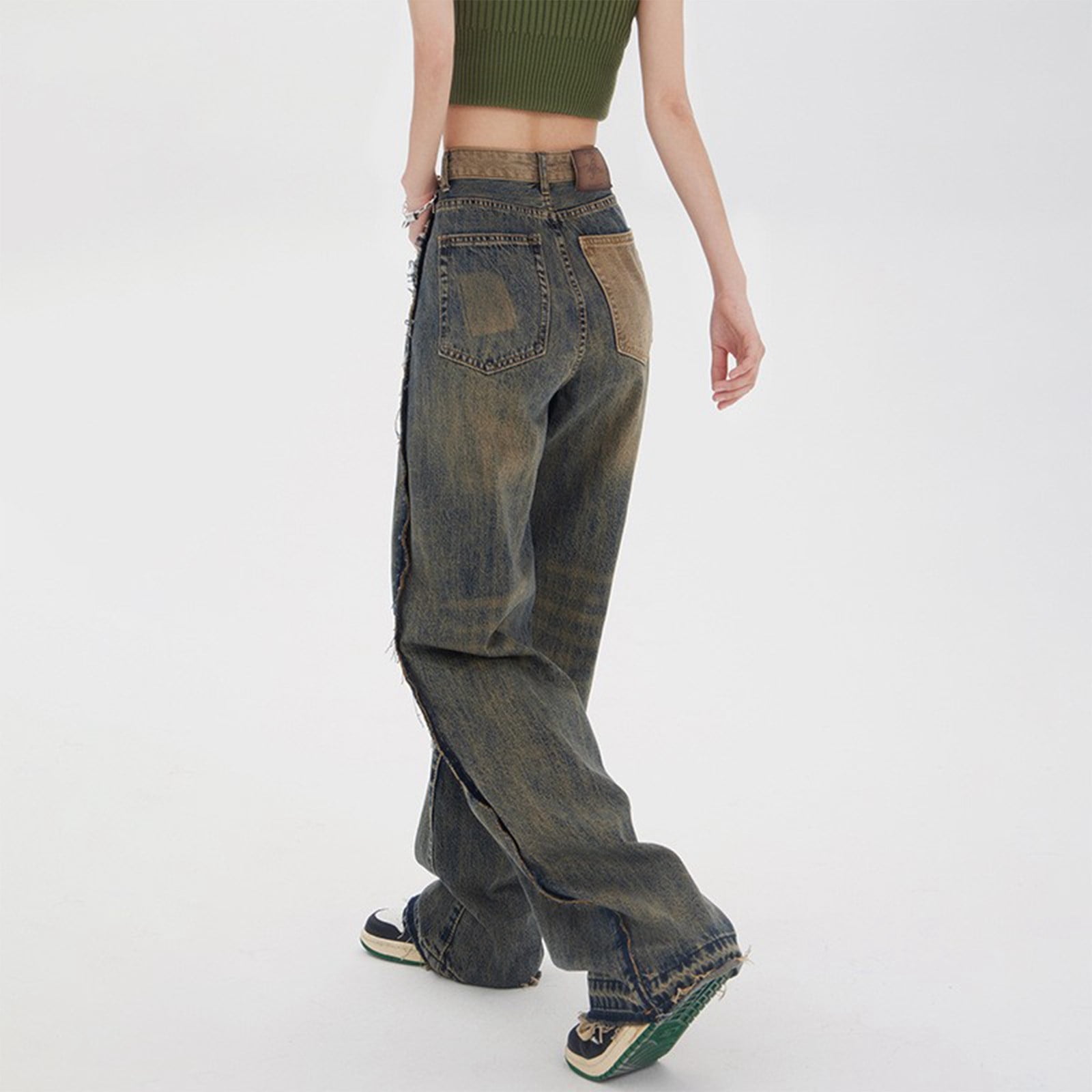 Women's Mid-Wash Wide-Leg Baggy Jeans main image 1