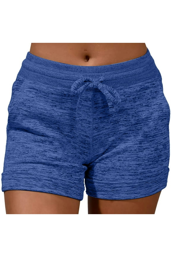 Young Adult Shorts Casual Shorts for Women Soft and Comfy Activewear Lounge Shorts with Pockets and Drawstring Womens Loose Shorts Blue 2XL