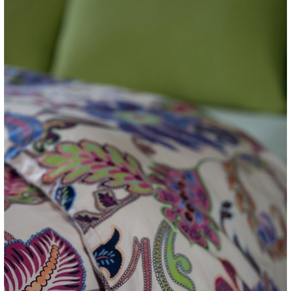 Bunga Mekar- 100% Cotton Twin Size Duvet Cover Set Including 1 Sham.Made in Green by Oeko-Tex.