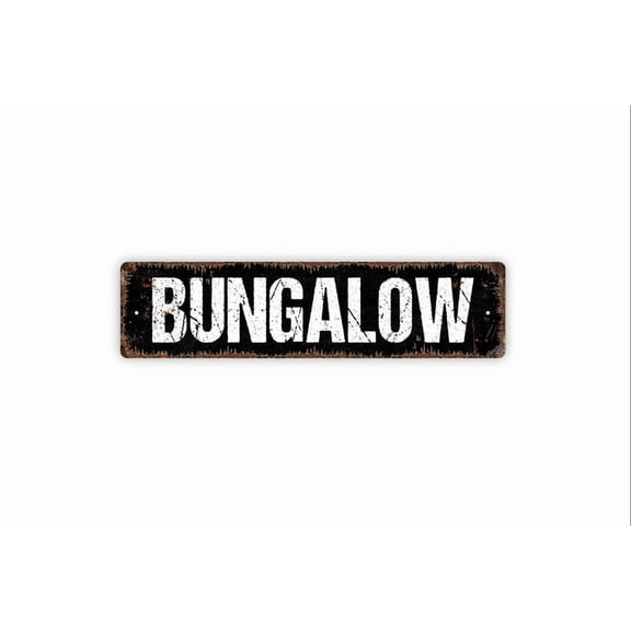 Bungalow Sign - Welcome To Our Home House Rustic Street Metal Aluminum Sign or Door Name Plate Plaque - Size: 16 x 4 Inches