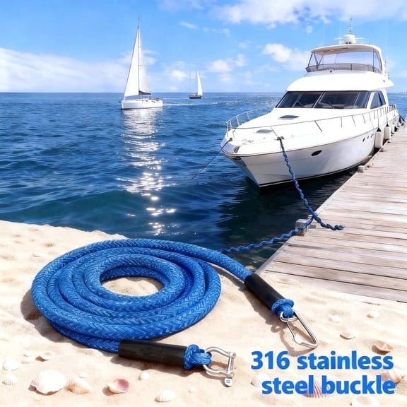 Dandelion Brand Bungee Rope 2 Count, Bungee Dock Line, Elastic Snubber Anchor Line, 14 ft to 25 ft Stretch, Blue, for Boats and Kayak
