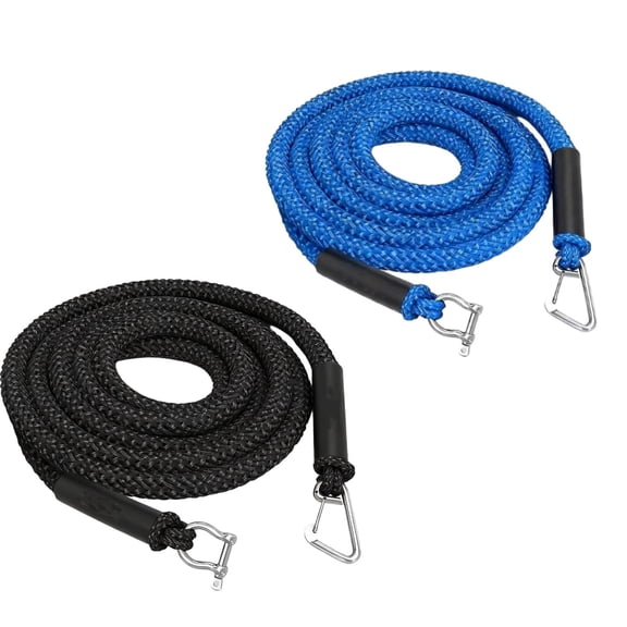 Dandelion Brand Bungee Rope 2 Count, Bungee Dock Line, Elastic Snubber Anchor Line, 14 ft to 25 ft Stretch, Blue, for Boats and Kayak