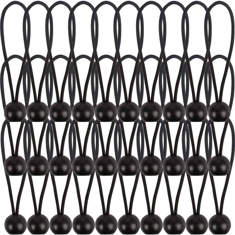 Bungee Balls, Black Ball Bungee Heavy Duty Heavyweight 4 inches Tarp Bungee Cords, Weather Resistant Tie Down Strap 4mm Thickness - for Camping, Tents, Cargo, Holding Wire and Hoses