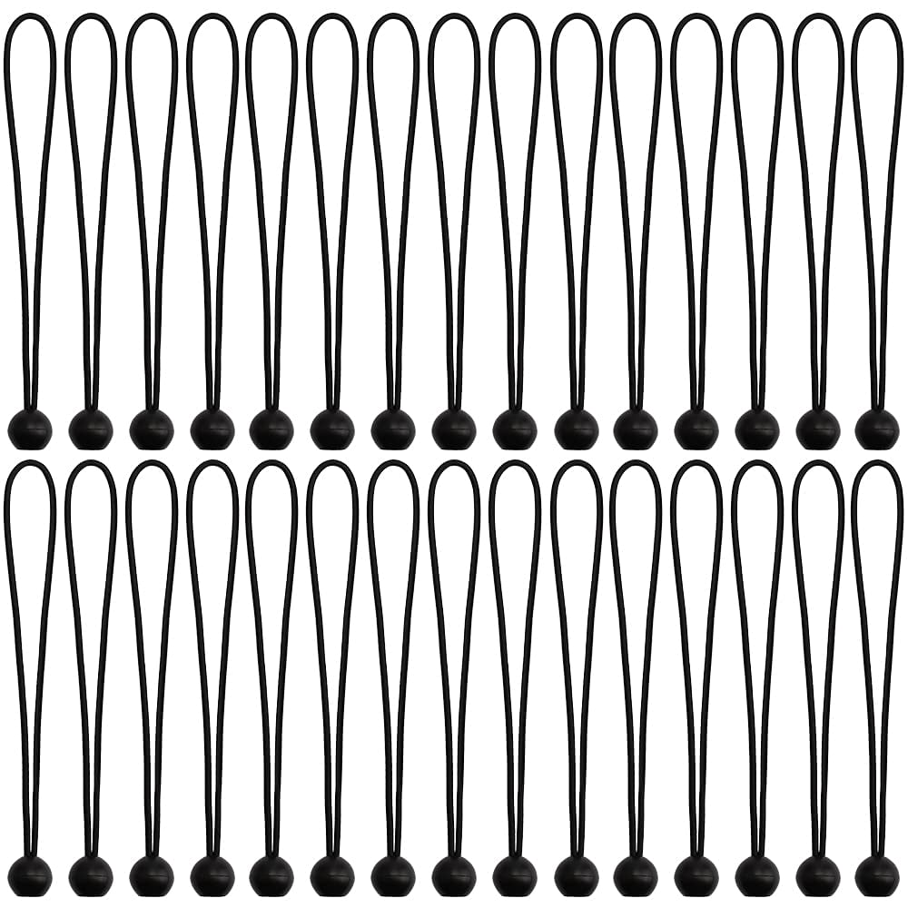 Bungee Balls, Black Ball Bungee Heavy Duty Heavyweight 4 inches Tarp Bungee Cords, Weather Resistant Tie Down Strap 4mm Thickness - for Camping, Tents, Cargo, Holding Wire and Hoses