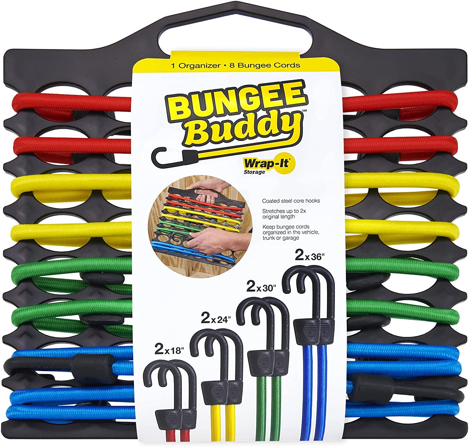 Bungee Buddy by Wrap-It Storage - Bungee Cord Organizer 8 Assorted Size ...