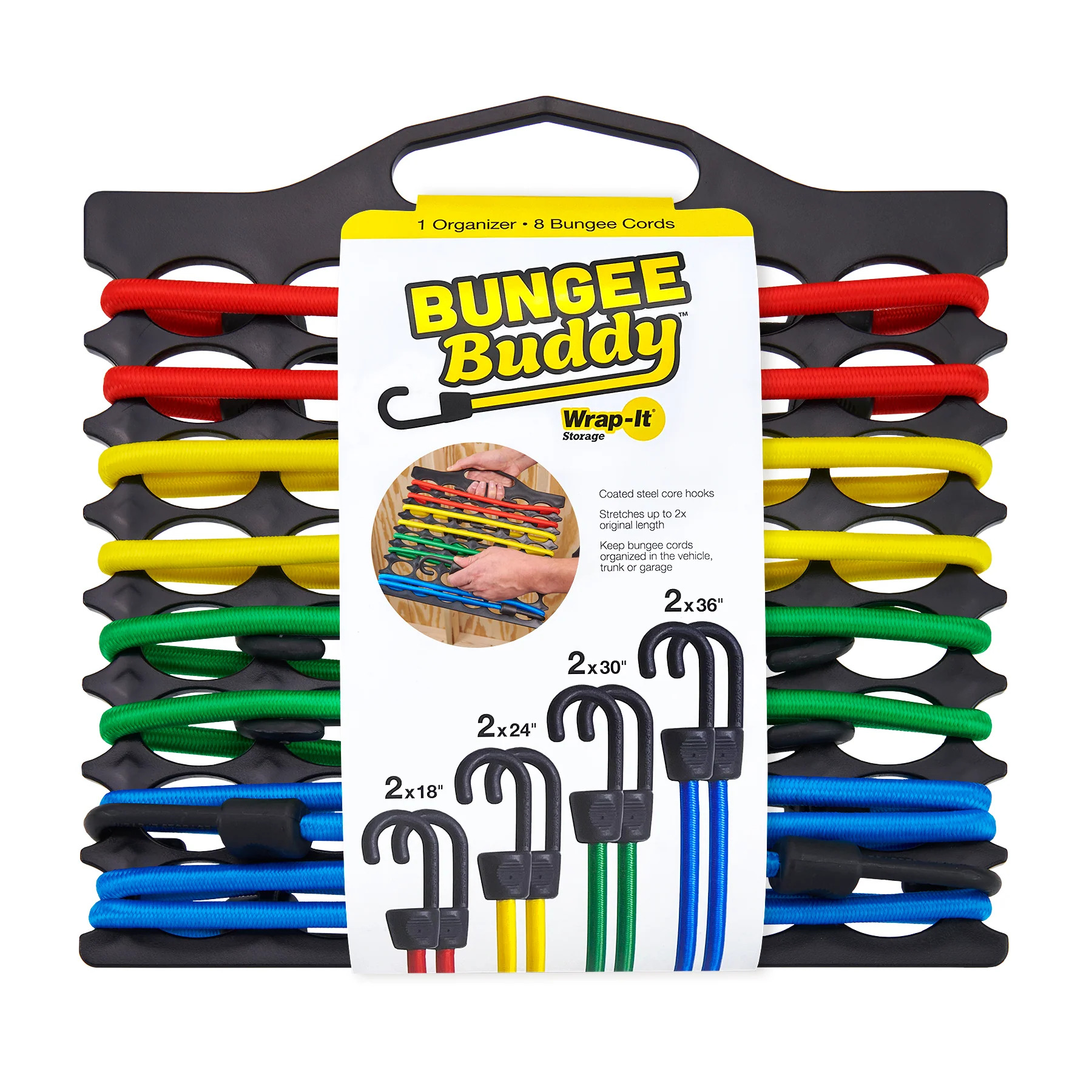Bungee Buddy by WrapIt Storage Bungee Cord Organizer + 8 Bungee