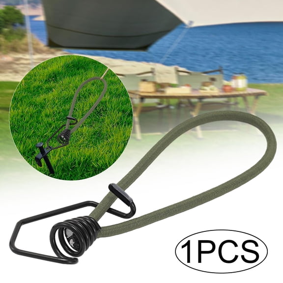 Bungee Cord Hook Canopy Ties with Hooks Heavy Duty Strong Elastic Bungee Strap Metal Shock Cord Hook for Banners Pavilions Green