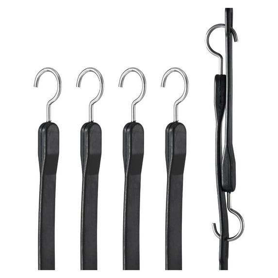 Bungee Cords 4-Pack, 40 Inch Heavy Duty Elastic Straps with S-Hooks, 20mm Bungee Rope for Cargo, Trucks, Tarps, Camping & Outdoor Securement - Black