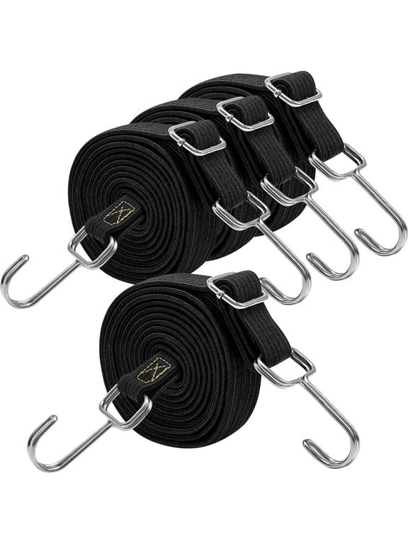 Bungee Cords Heavy Duty Outdoor, Long Adjustable Bungee Cords with Hooks Flat, 80 Inch High Elastic Rubber Bungee Straps with Hooks for Luggage, Roof Racks, Tarpaulin, Moving Cargo, Camps, Tarps