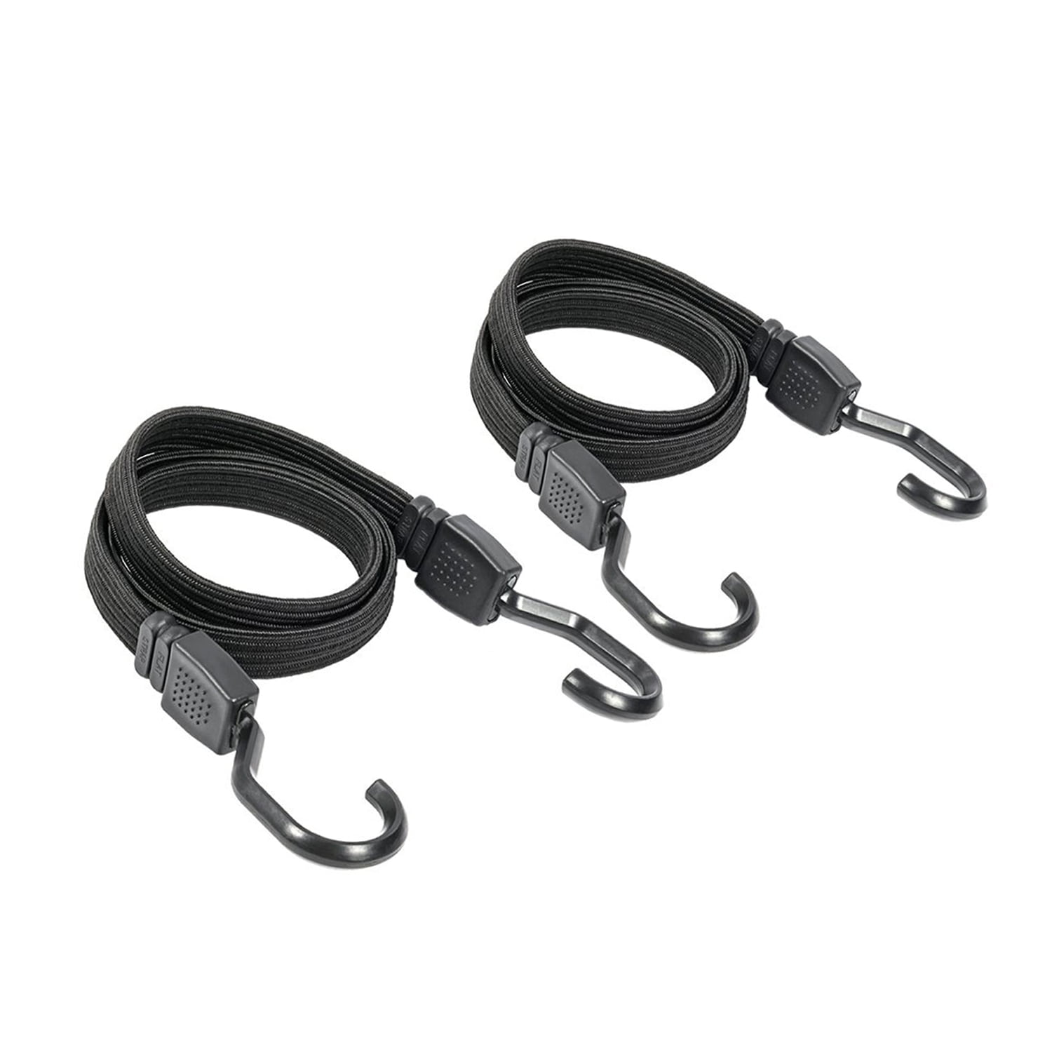Bungee Cords with Hooks Heavy Duty, Flat Adjustable Bungee Cords with Hooks  37.8 Inch, Rubber Black Bungee Straps with Metal Buckle Hooks for Outdoor,  Camping, Tarps, Bike Rack, Tent, Truck, 2 Pack 