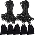 thumbnail image 1 of Bungee Cords with Hooks Superior Rubber Drawstring Organizer Bag Canopy Ties & Ball Bungees for Securing Locks onto Anchor Points of Luggage Rack/Cargo/Hand Carts (Option H), 1 of 5
