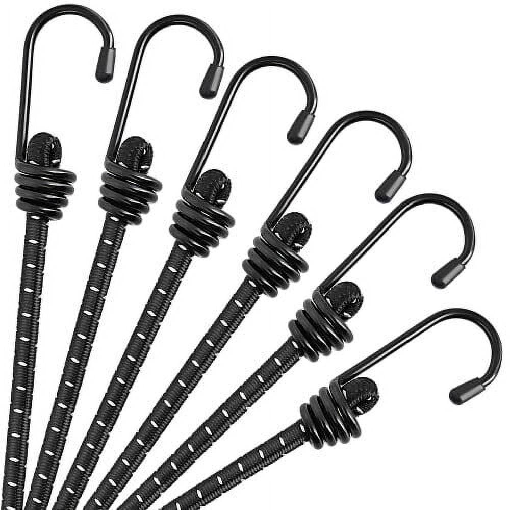Bungee Cords with Hooks 18 Inch - Black Bungee Cords Heavy Duty Outdoor - Ass...